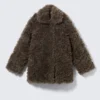 Locker sitzende Kunstfelljacke – Dark Mole Melange Locker sitzende Kunstfelljacke – Dark Mole Melange