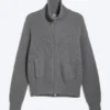 Locker sitzende Strickjacke mit hohem Kragen und Reißverschluss – Hellstaubgrau Locker sitzende Strickjacke mit hohem Kragen und Reißverschluss – Hellstaubgrau