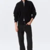 Locker sitzende Strickjacke mit hohem Kragen und Reißverschluss – Schwarz Locker sitzende Strickjacke mit hohem Kragen und Reißverschluss – Schwarz