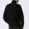 Locker sitzende Strickjacke mit hohem Kragen und Reißverschluss – Schwarz Locker sitzende Strickjacke mit hohem Kragen und Reißverschluss – Schwarz