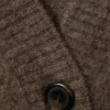 Locker sitzende Strickjacke mit V-Ausschnitt aus Mohairmischung – Dunkelbraun meliert