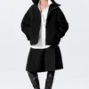 Locker sitzende Wolljacke mit Raglanärmeln – Schwarz Locker sitzende Wolljacke mit Raglanärmeln – Schwarz