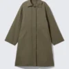 Locker sitzender Canvas-Car-Coat – Dunkelkhaki-Grün