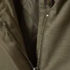Locker sitzender Canvas-Car-Coat – Dunkelkhaki-Grün