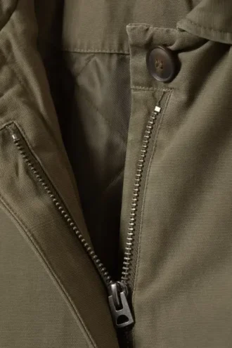 Locker sitzender Canvas-Car-Coat – Dunkelkhaki-Grün