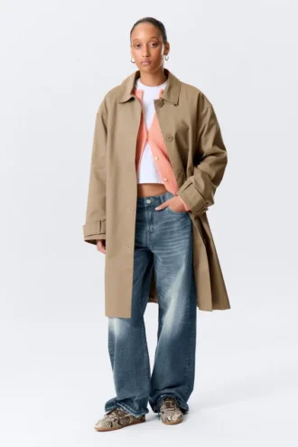 Locker sitzender Einreiher-Car-Coat – Dusty Mole