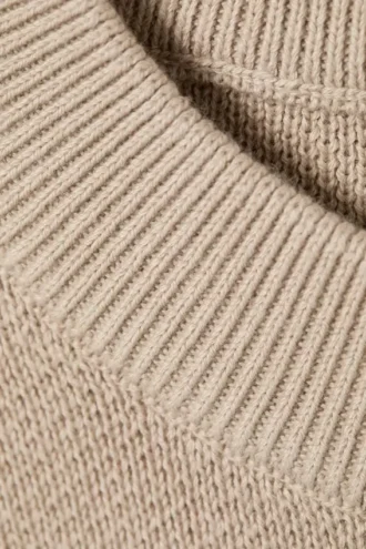 Locker sitzender, kastenförmiger Strickpullover – Beige