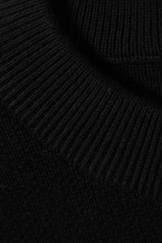 Locker sitzender, kastenförmiger Strickpullover – Schwarz