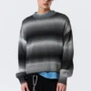 Locker sitzender, melierter Strickpullover aus Baumwolle – Black Space Dye Locker sitzender, melierter Strickpullover aus Baumwolle – Black Space Dye