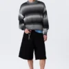 Locker sitzender, melierter Strickpullover aus Baumwolle – Black Space Dye Locker sitzender, melierter Strickpullover aus Baumwolle – Black Space Dye