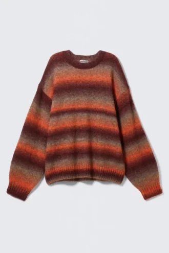Locker sitzender, melierter Strickpullover – Orange Space Dye