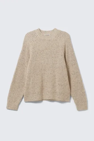 Locker sitzender Pullover aus genopptem Strick – Dusty Ecru Melange