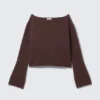 Locker sitzender Pullover mit gerolltem Saum – Dunkelbraun Locker sitzender Pullover mit gerolltem Saum – Dunkelbraun