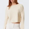 Locker sitzender Pullover mit gerolltem Saum – Hellweiß Locker sitzender Pullover mit gerolltem Saum – Hellweiß