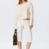 Locker sitzender Pullover mit gerolltem Saum – Hellweiß Locker sitzender Pullover mit gerolltem Saum – Hellweiß