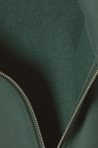 Locker sitzender, schwerer Pullover mit halbem Reißverschluss – Dunkelgrün