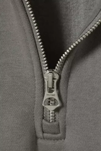 Locker sitzender, schwerer Pullover mit halbem Reißverschluss – Dusty Grey