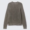 Locker sitzender Strickpullover aus Baumwolle – gewaschenes Dunkelgrau-Melange Locker sitzender Strickpullover aus Baumwolle – gewaschenes Dunkelgrau-Melange