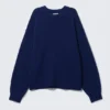 Locker sitzender Strickpullover – Dunkelblau meliert Locker sitzender Strickpullover – Dunkelblau meliert