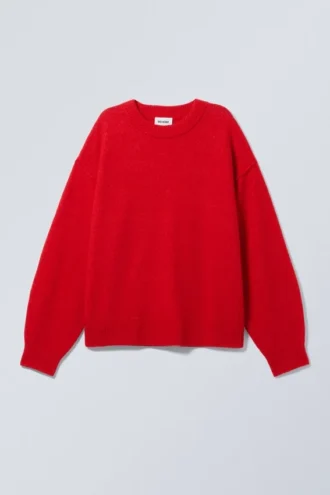 Locker sitzender Strickpullover – Rot