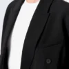 Locker sitzender Zweireiher-Blazer aus Leinenmischung – Schwarz