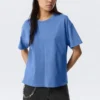 Locker sitzendes, kastenförmiges Baumwoll-T-Shirt – gewaschenes Blau Locker sitzendes, kastenförmiges Baumwoll-T-Shirt – gewaschenes Blau