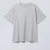 Locker sitzendes, kastenförmiges Baumwoll-T-Shirt – Grau meliert Locker sitzendes, kastenförmiges Baumwoll-T-Shirt – Grau meliert