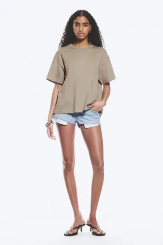 Locker sitzendes, kastenförmiges Baumwoll-T-Shirt – Light Mole