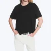 Locker sitzendes, kastenförmiges Baumwoll-T-Shirt – Schwarz Locker sitzendes, kastenförmiges Baumwoll-T-Shirt – Schwarz