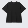 Locker sitzendes, kastenförmiges Baumwoll-T-Shirt – Schwarz Locker sitzendes, kastenförmiges Baumwoll-T-Shirt – Schwarz