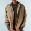 Locker sitzendes, kastenförmiges Popeline-Hemd – Beige kariert Locker sitzendes, kastenförmiges Popeline-Hemd – Beige kariert
