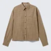 Locker sitzendes, kastenförmiges Popeline-Hemd – Beige kariert Locker sitzendes, kastenförmiges Popeline-Hemd – Beige kariert