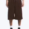 Lockere Anzugshorts mit mittlerer Leibhöhe – Dunkelbraun Lockere Anzugshorts mit mittlerer Leibhöhe – Dunkelbraun