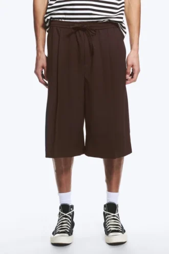 Lockere Anzugshorts mit mittlerer Leibhöhe – Dunkelbraun