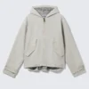 Lockere Canvas-Jacke mit Kapuze – Hellstaubgrau Lockere Canvas-Jacke mit Kapuze – Hellstaubgrau