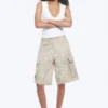 Lockere Cargo-Shorts mit niedriger Leibhöhe – Hellbeige – Camouflage Lockere Cargo-Shorts mit niedriger Leibhöhe – Hellbeige – Camouflage