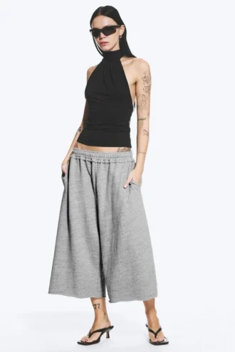 Lockere Frottee-Shorts – Staubiges Hellgrau Melange