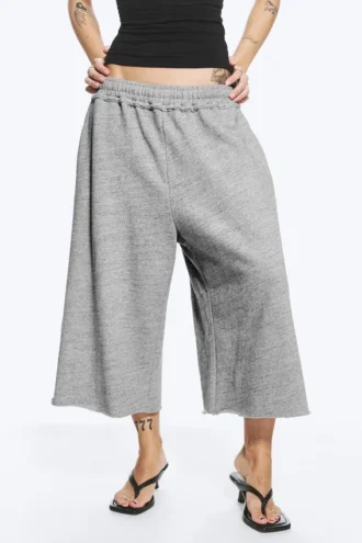 Lockere Frottee-Shorts – Staubiges Hellgrau Melange