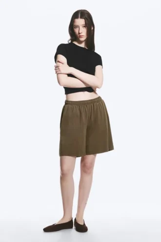 Lockere Jersey-Shorts zum Hineinschlüpfen – Dark Mole