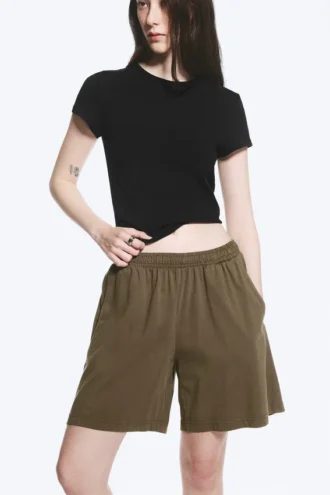 Lockere Jersey-Shorts zum Hineinschlüpfen – Dark Mole