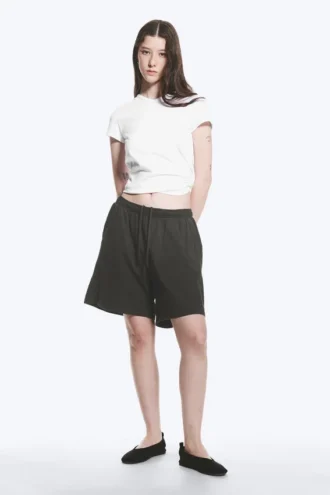 Lockere Jersey-Shorts zum Hineinschlüpfen – Dunkelgrau