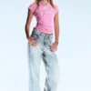 Lockere Straight-Jeans mit normaler Taillenhöhe – Hellblau | Cheap Monday GB Lockere Straight-Jeans mit normaler Taillenhöhe – Hellblau | Cheap Monday GB