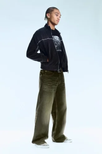 Lockere Straight-Jeans mit normaler Taillenhöhe – Tiefgrün – Khakigrün | Cheap Monday GB