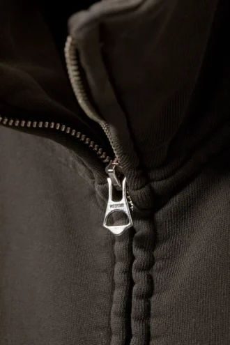 Lockere Strickjacke mit Trichterkragen und Reißverschluss – gewaschenes Dunkelgrau