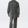 Lockere Velours-Trainingsjacke – Dunkelgrau Lockere Velours-Trainingsjacke – Dunkelgrau