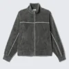 Lockere Velours-Trainingsjacke – Dunkelgrau Lockere Velours-Trainingsjacke – Dunkelgrau