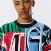 Lockerer, grafisch mit Print bedruckter Baumwoll-Pullover – mehrfarbiger Print Lockerer, grafisch mit Print bedruckter Baumwoll-Pullover – mehrfarbiger Print