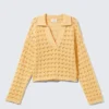 Lockerer, offen gestrickter Pullover – Gelb Lockerer, offen gestrickter Pullover – Gelb