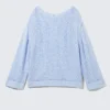Lockerer, offen gestrickter Pullover mit Seitenschlitzen – Hellblau Lockerer, offen gestrickter Pullover mit Seitenschlitzen – Hellblau