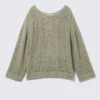 Lockerer Pullover mit offenem Strickmuster und Seitenschlitzen – Khaki-Grün Lockerer Pullover mit offenem Strickmuster und Seitenschlitzen – Khaki-Grün